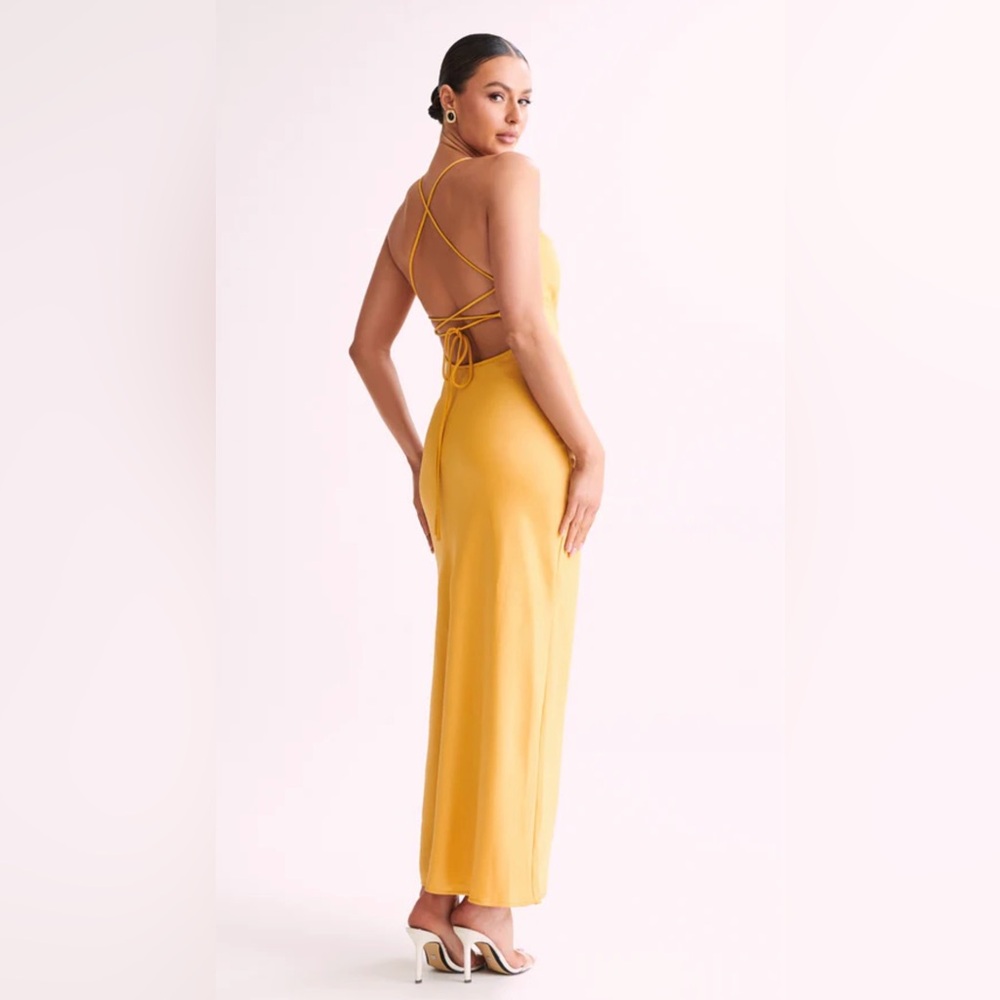 SYDNEY Straight Neck Slip Maxi Dress - Yellow NWT - Picture 3 of 4